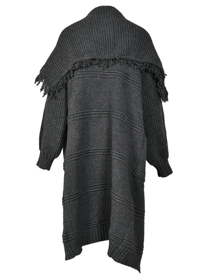 Long Knitted Cardigan Gray