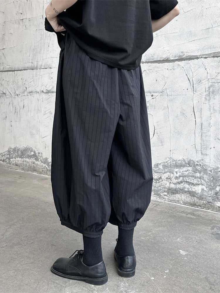 Striped Wide Leg Pants Black