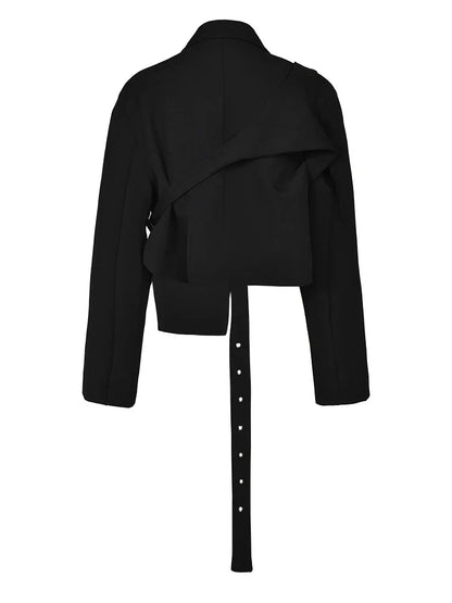 Cropped Belted Blazer Black