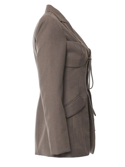 Hollow Out Blazer Brown
