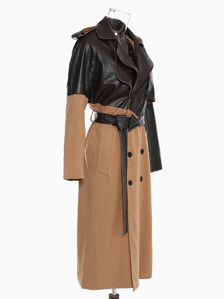 Leather Trench Coat Brown