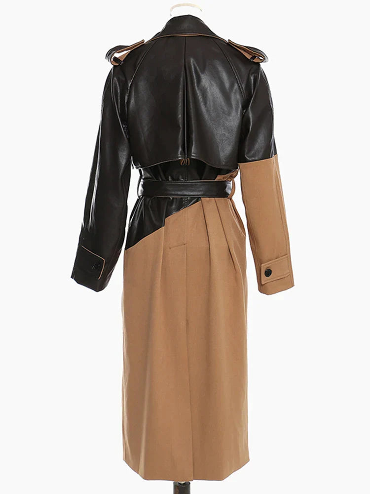 Leather Trench Coat Brown