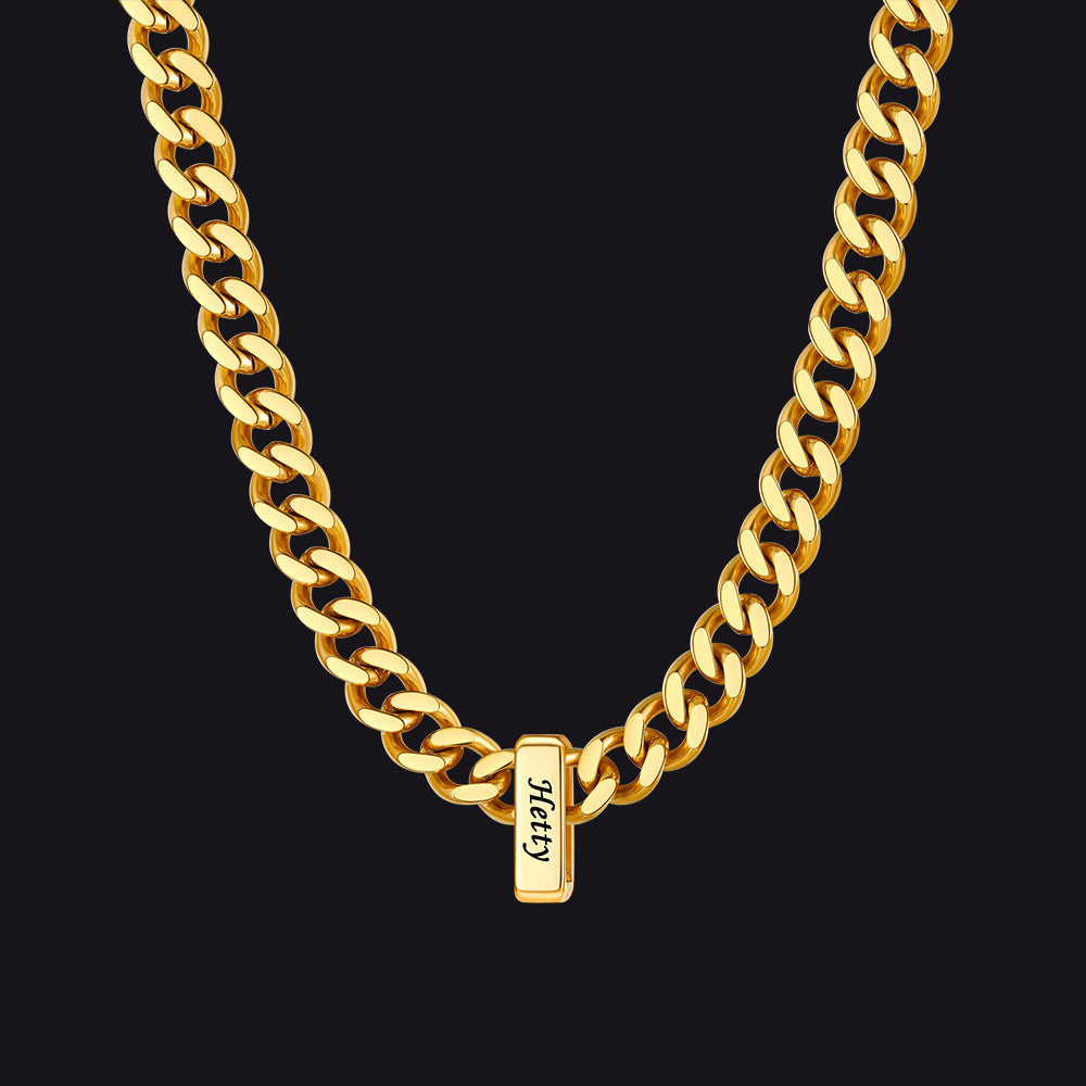 Custom Multi Charm Name Cuban Link Chain Necklace for Father Gift