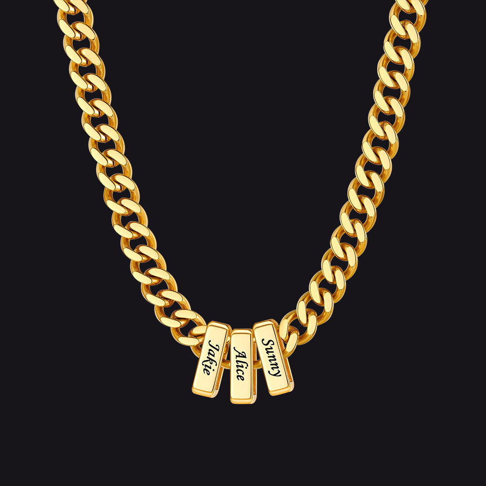 Custom Multi Charm Name Cuban Link Chain Necklace for Father Gift