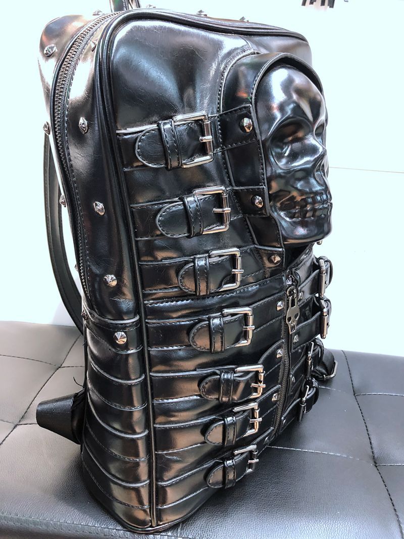 Skull Leather Backpack