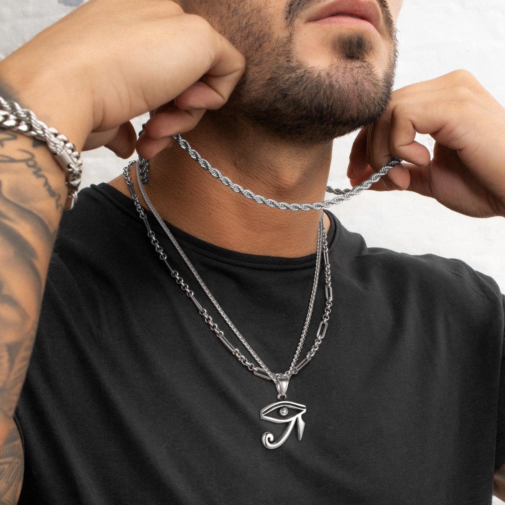 Egyptian Eye of Ra Pendant Necklace for