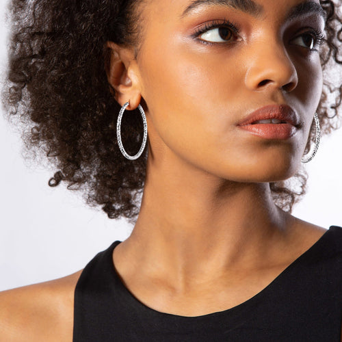 925 Sterling Silver 30/50/70mm Simple Hoop Earrings for