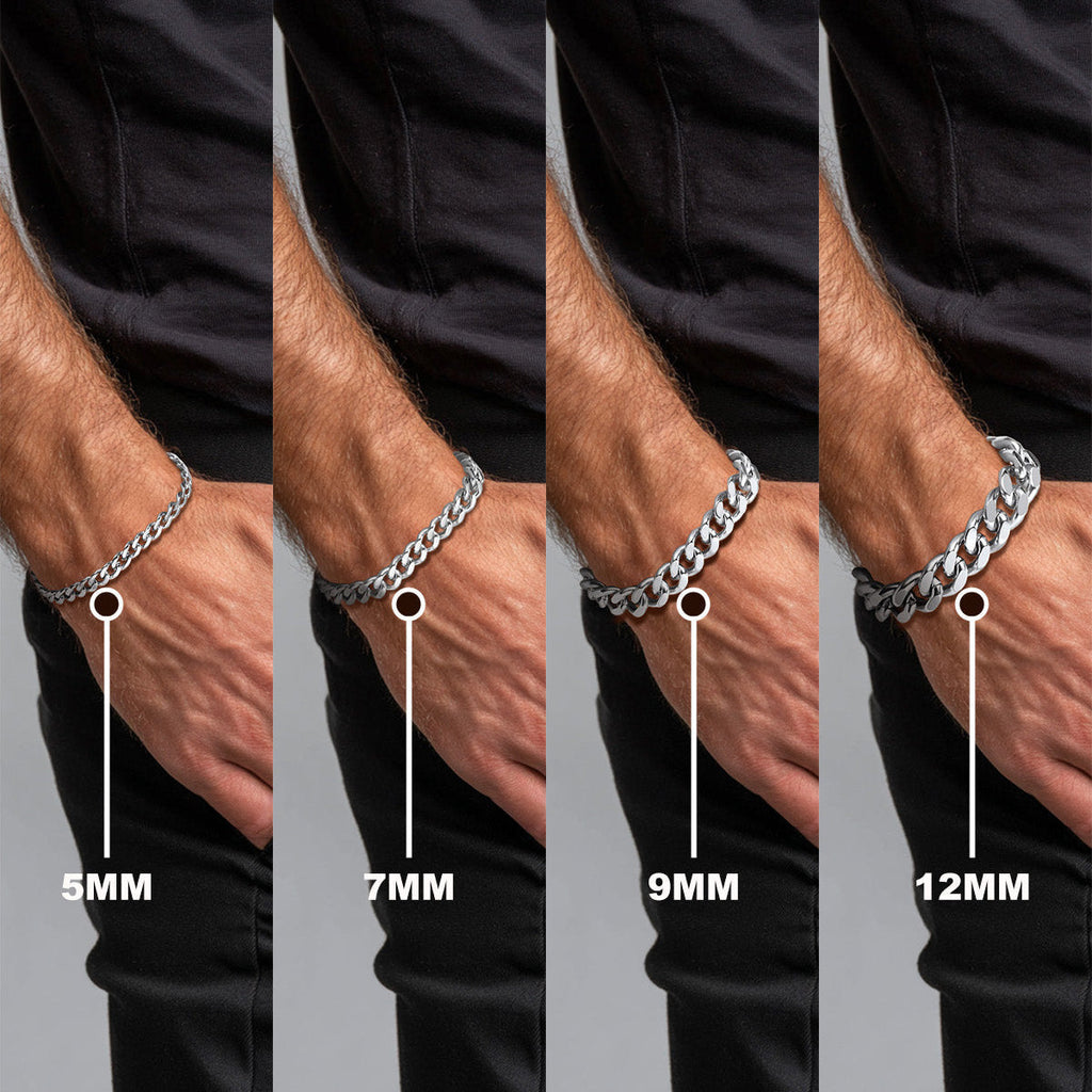 Thick Cuban Chain Link Bracelet for 5/7/9/12mm Width