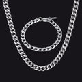 9mm Sturdy Cuban Link Chain & Bracelet Set for
