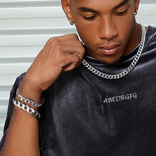 9mm Sturdy Cuban Link Chain & Bracelet Set for