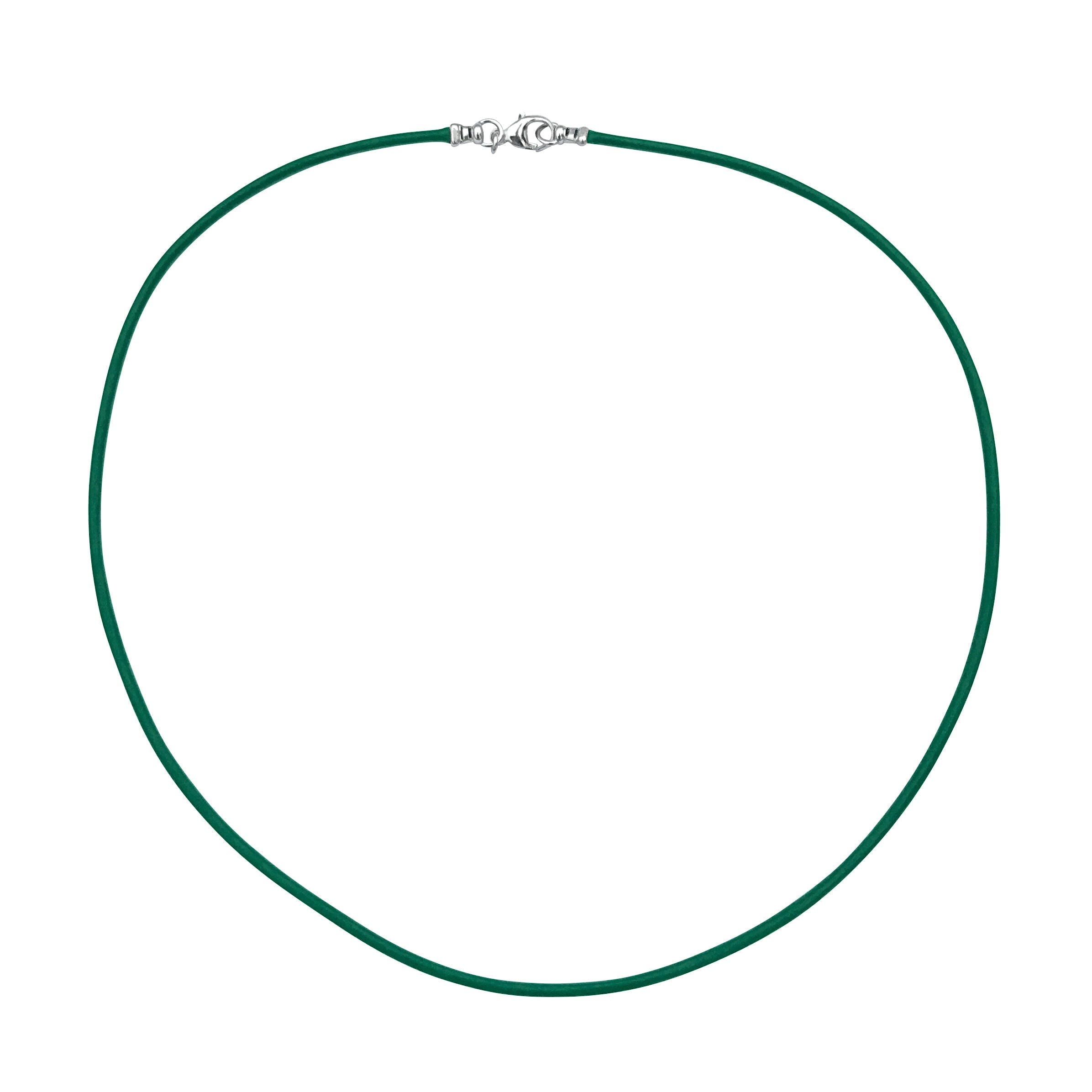 Sterling Silver 1.8mm Fine Emerald Green Leather Cord Necklace