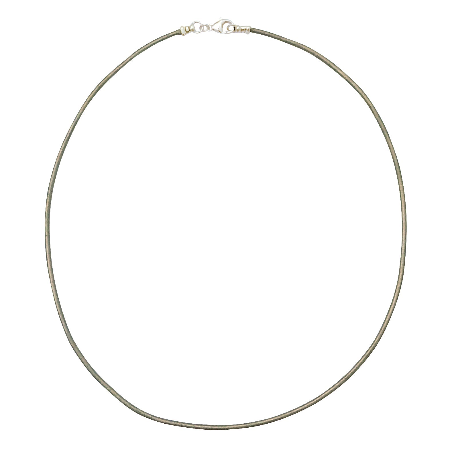 Sterling Silver 1.8mm Fine Metallic Gray Leather Cord Necklace
