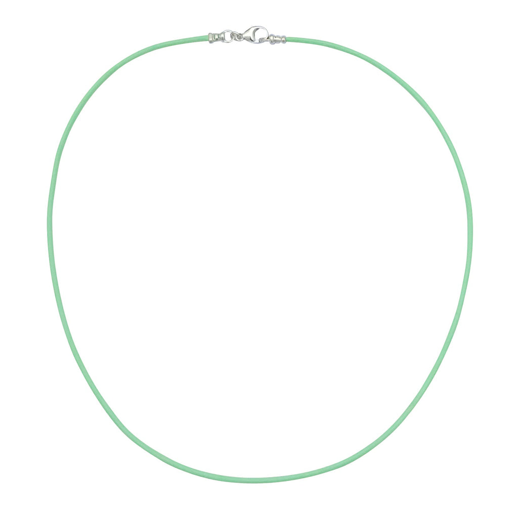 Sterling Silver 1.8mm Fine Mint Green Leather Cord Necklace