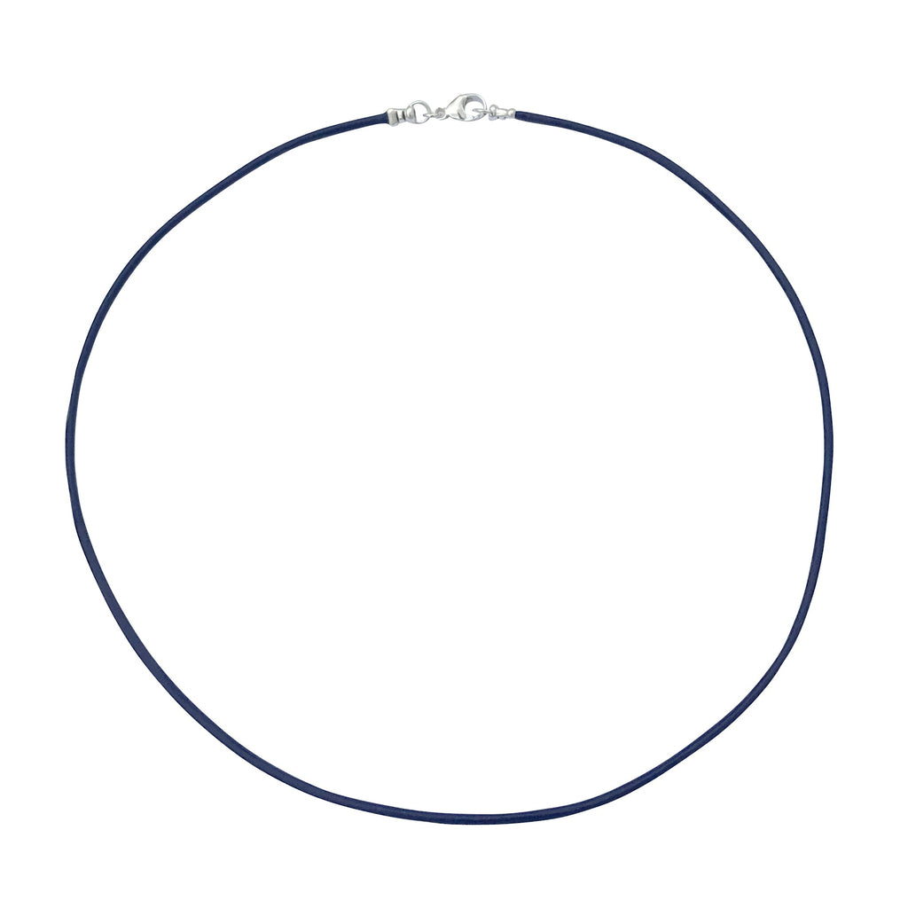 Sterling Silver 1.8mm Fine Navy Blue Leather Cord Necklace