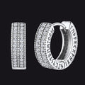 Sterling Silver Diamond Hoop Earrings With Viking Runes for