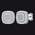 Sterling Silver Cushion Cut Diamond Stud Earrings for