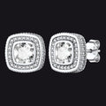 6mm Cushion Cut Diamond Halo Stud Earrings in Sterling Silver