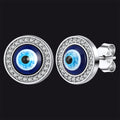 Sterling Silver Halo Evil Eye Stud Earrings