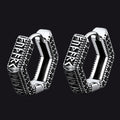 Viking Runes Hexagon Huggie Hoop Earrings for