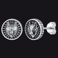 Sterling Silver Viking Wolf Head Stud Earrings for