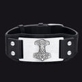 Viking Thor's Hammer Cuff Bracelet Leather Wristband for Son