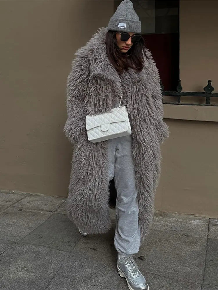 Fluffy Overcoat Gray