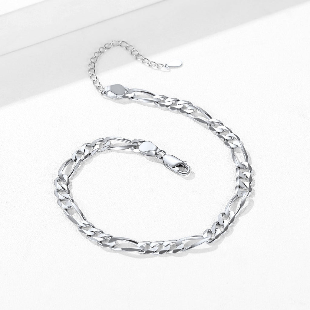 Sterling Silver Figaro Chain Link Ankle Bracelet for