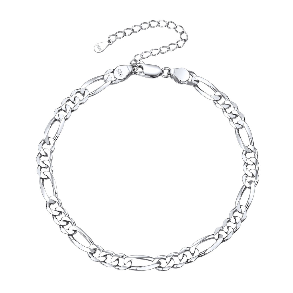 Sterling Silver Figaro Chain Link Ankle Bracelet for