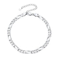 Sterling Silver Figaro Chain Link Ankle Bracelet for