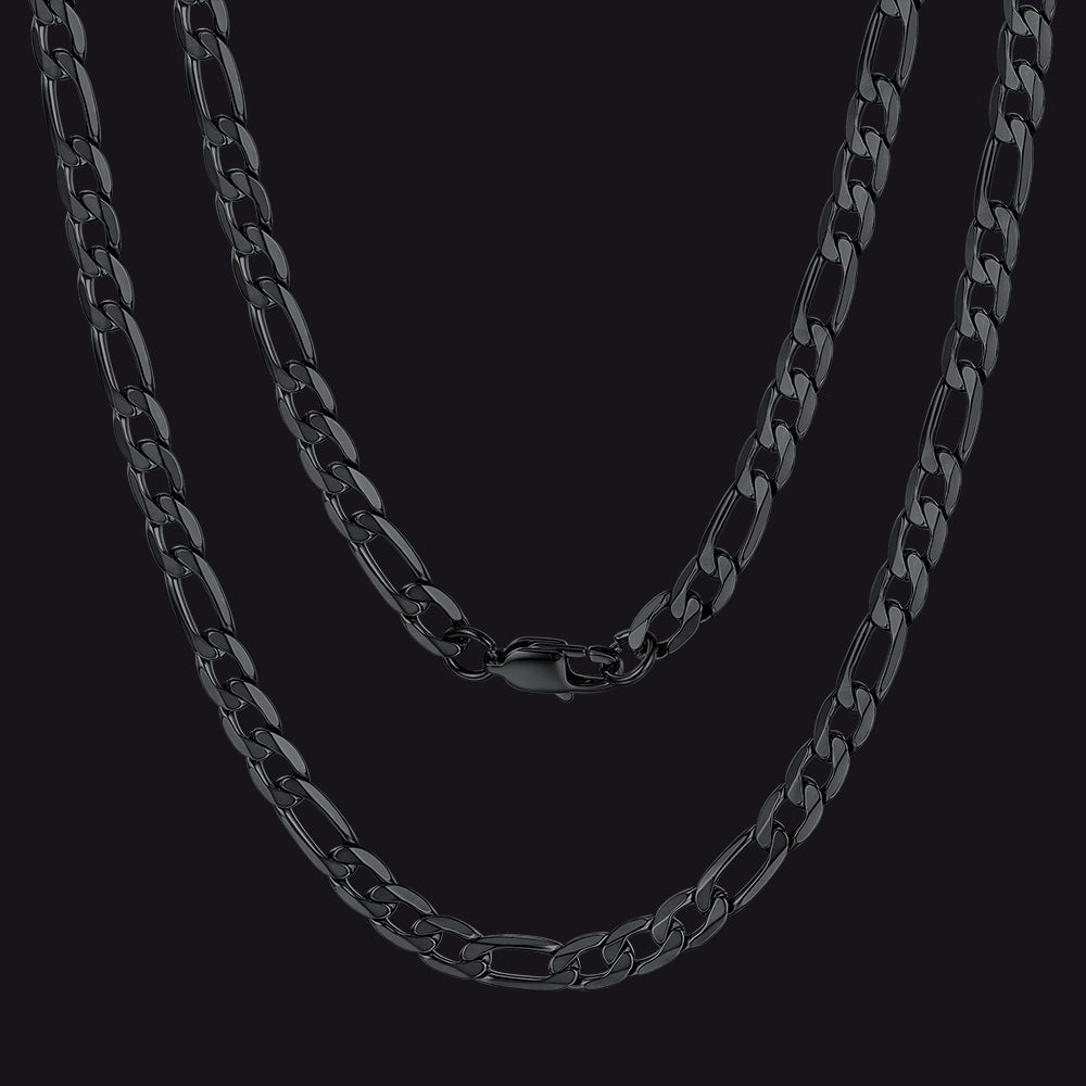 Figaro Link Chain Cuban Necklace for , 4/6/9/13 Mm Width
