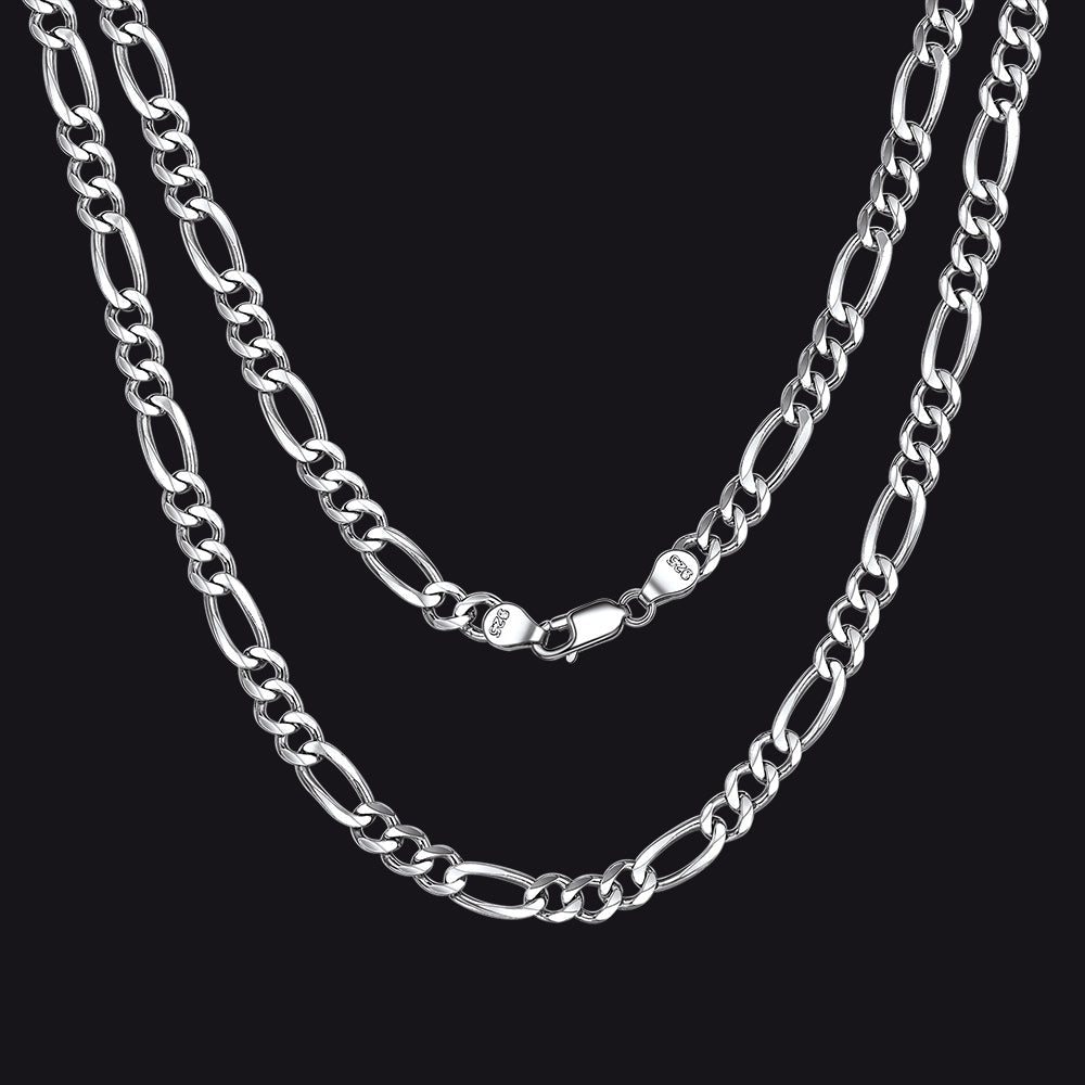 Figaro Link Chain Necklace in Sterling Silver