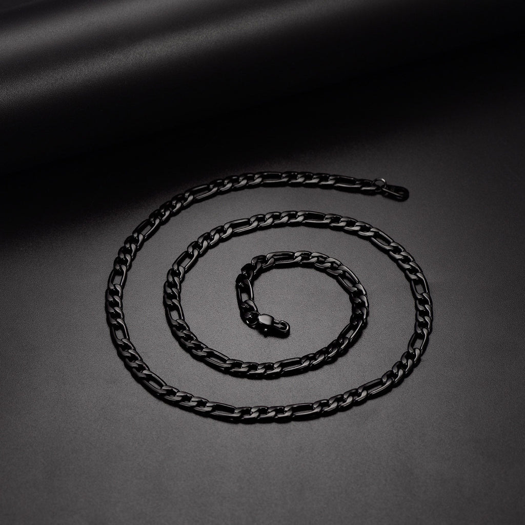 8mm Figaro Link Chain & Bracelet Bundle Set for