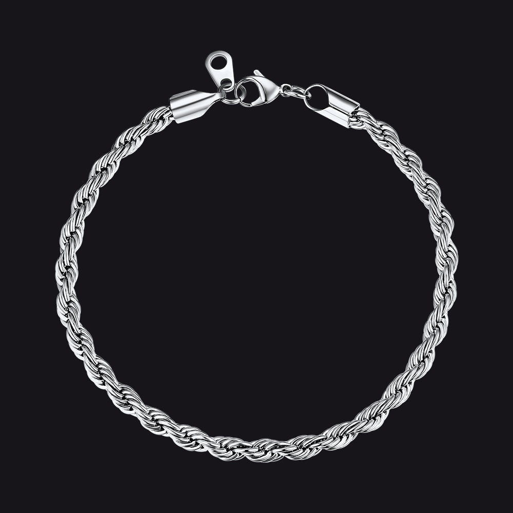 3mm/6mm Link Rope Chain Bracelet for