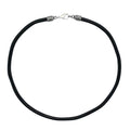 Extra Thick 5mm Wide Black Leather Cord Silver Necklace