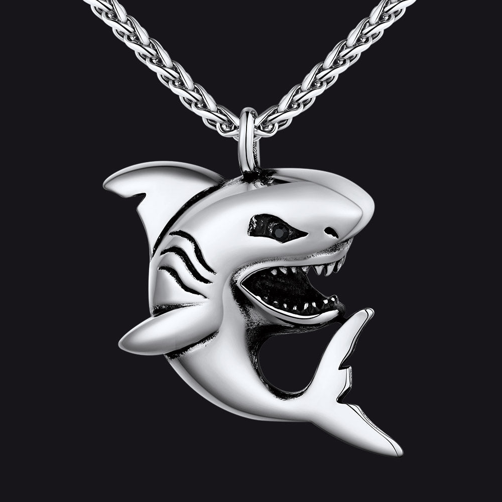 Stainless Steel Shark Pendant Necklace for