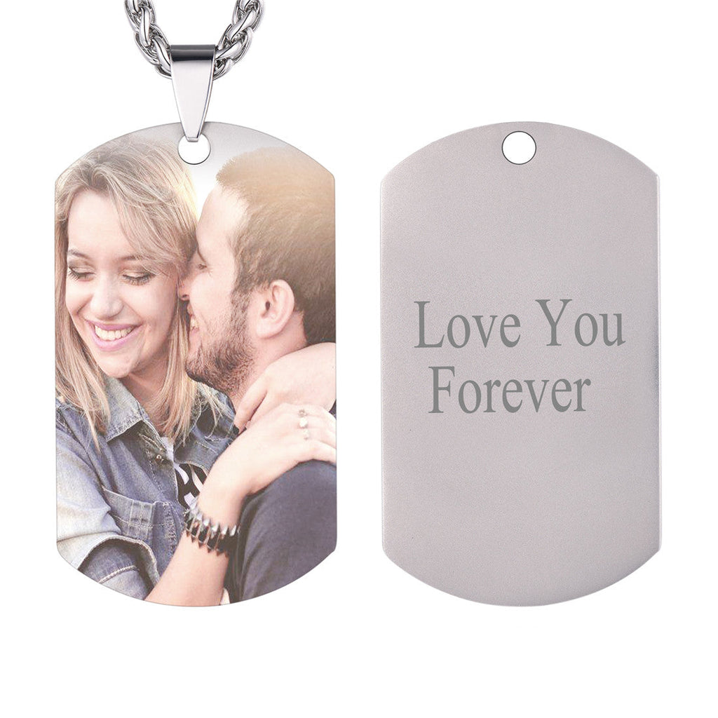 Personalized Photo Dog Tag Pendant Picture Necklace for