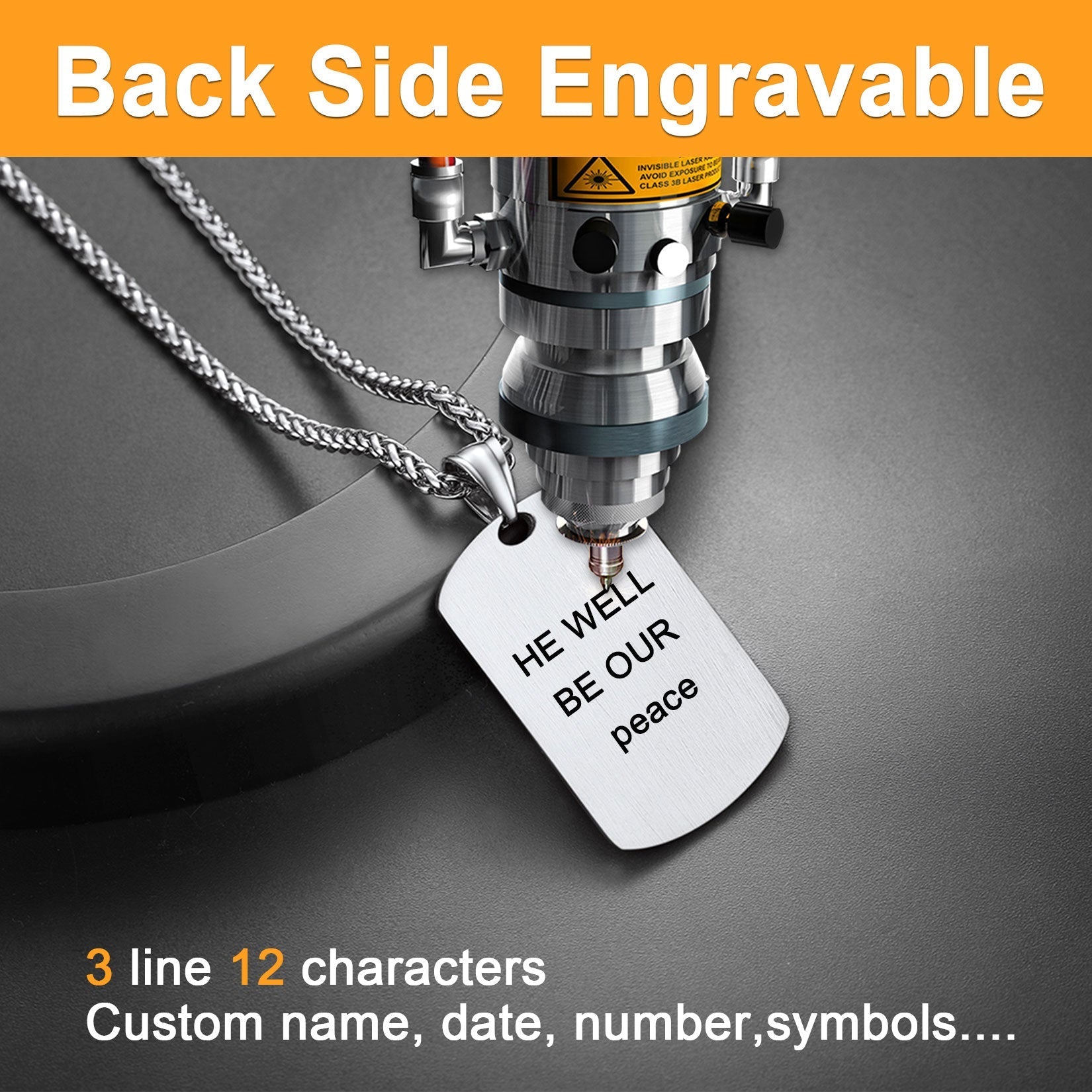 Engraved American Flag Eagle Dog Tag Necklace for