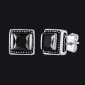 Stainless Steel Square Diamond Stud Earrings for