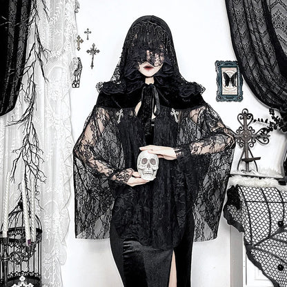 Gothic Mesh Cloak Black
