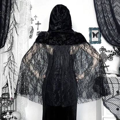 Gothic Mesh Cloak Black