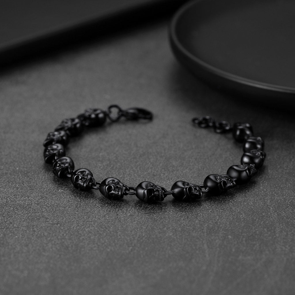 Gothic Linked Chain Skull Bracelet for