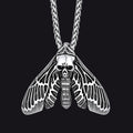 Cool Gothic Skull Moth Necklace for