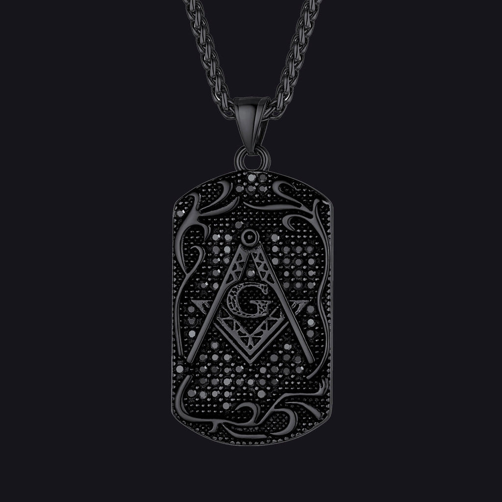 Engraved Masonic Freemason Dog Tag Necklace for