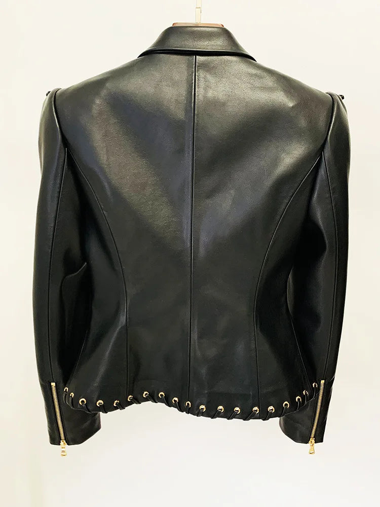 Rope Lacing Leather Jacket