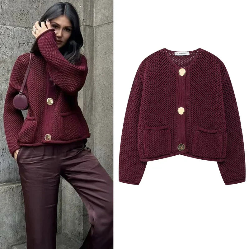 Knitted Cardigan Burgundy