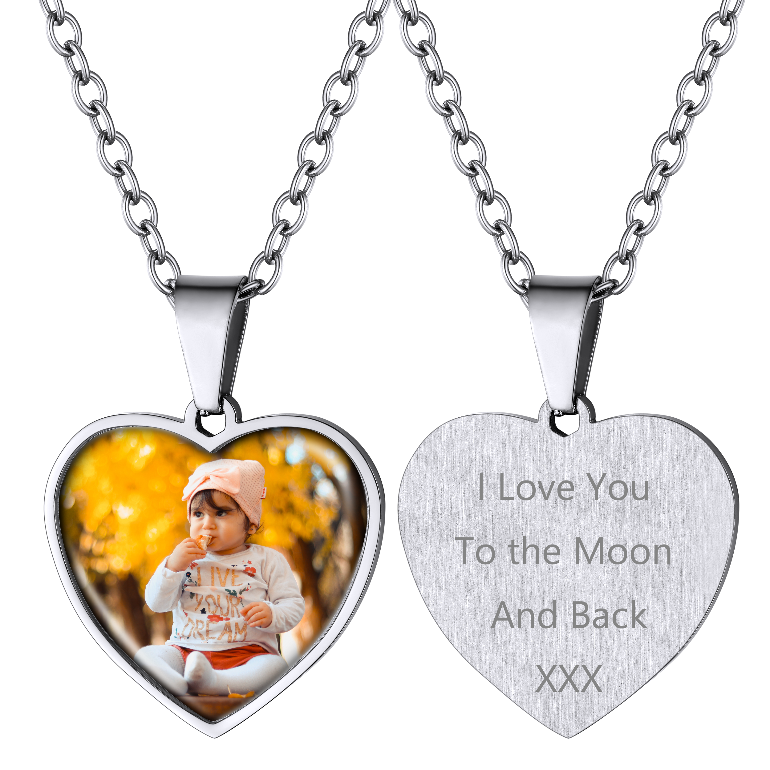 Customized Heart Photo Necklace Memorial Gift for