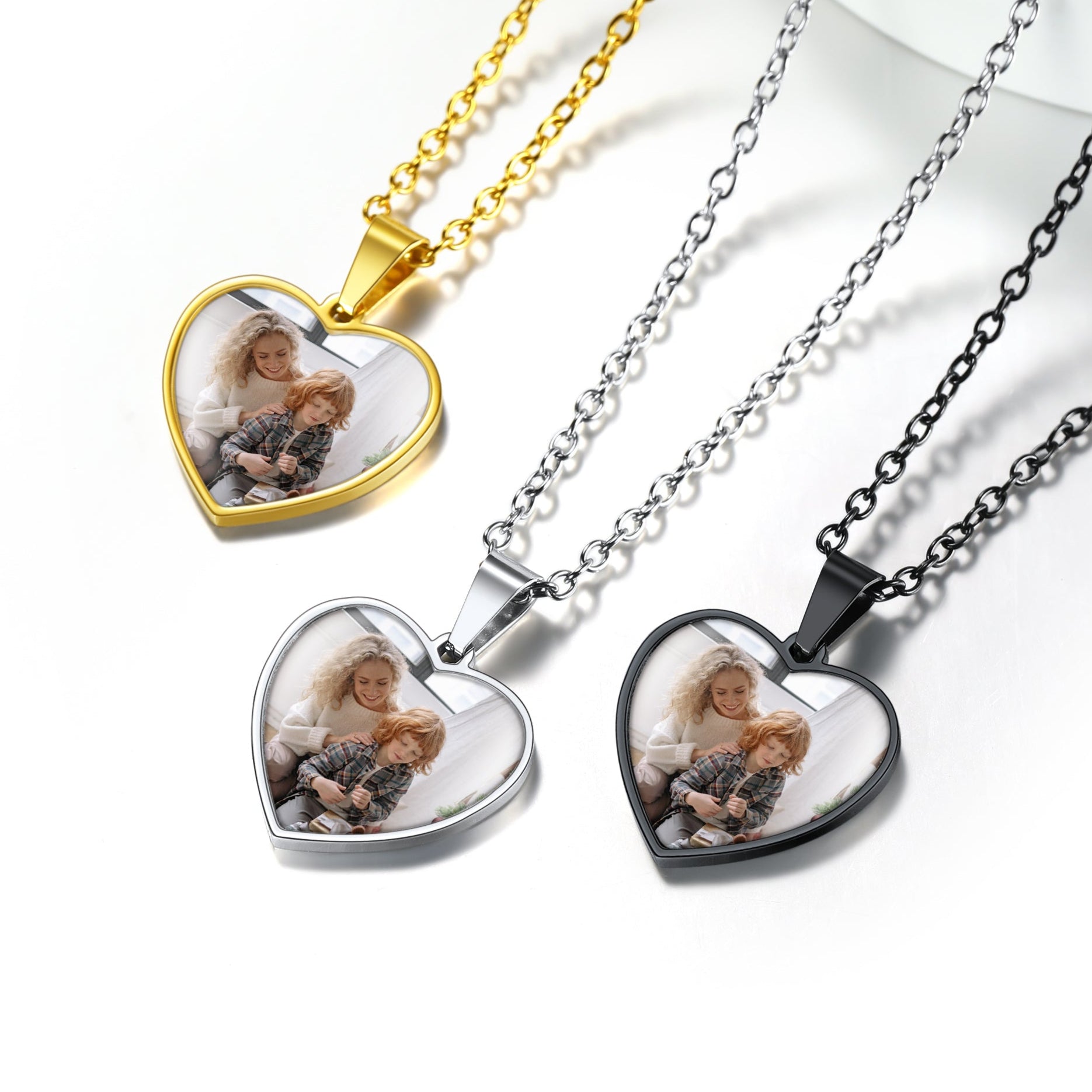 Customized Heart Photo Necklace Memorial Gift for