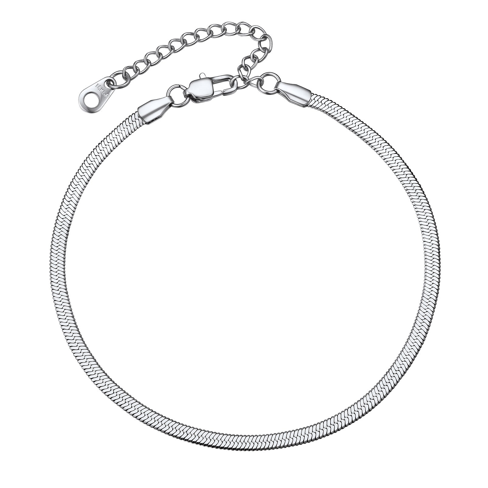Stainless Steel Flat Snake Chain Anklet Bracelet for