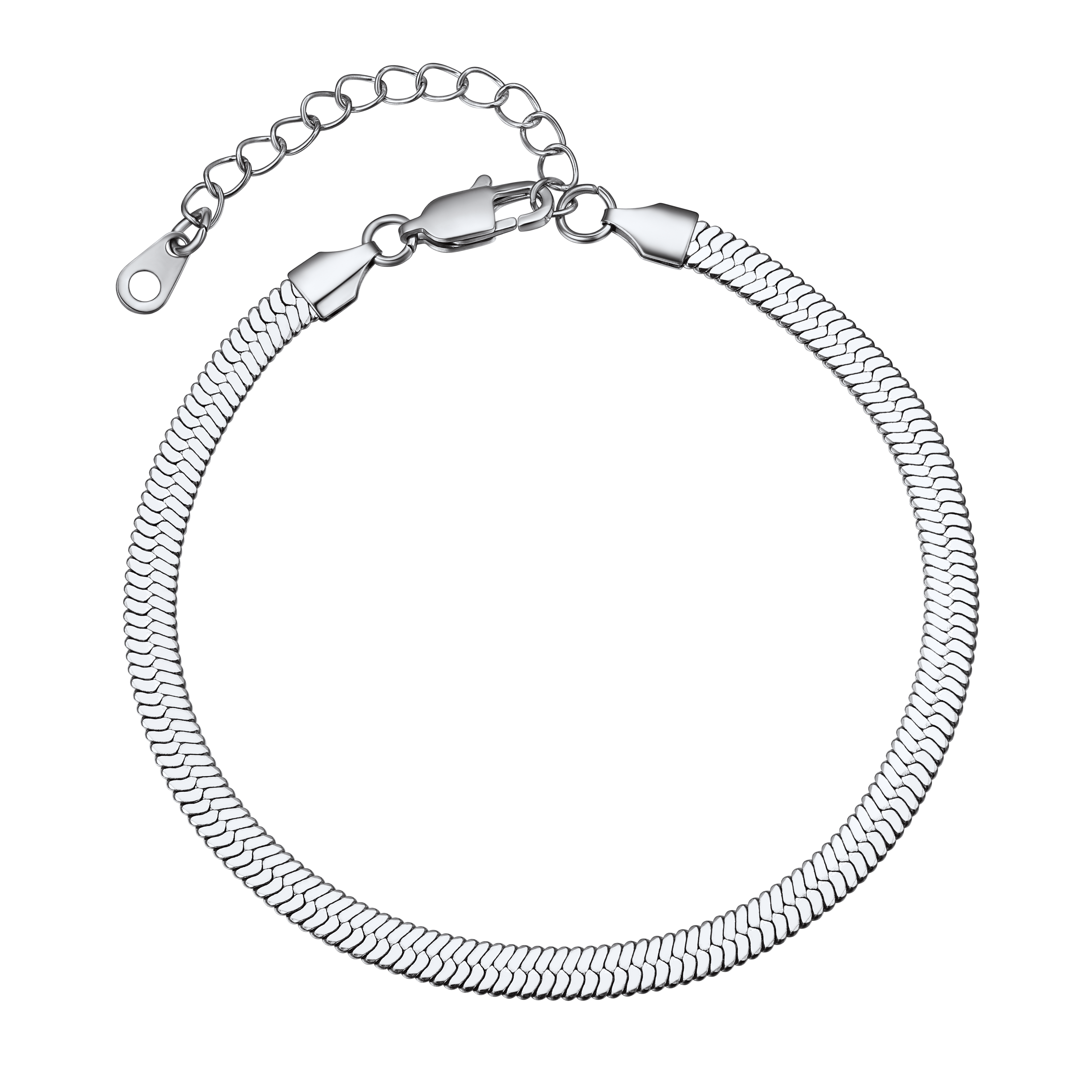 Stainless Steel Flat Snake Chain Anklet Bracelet for