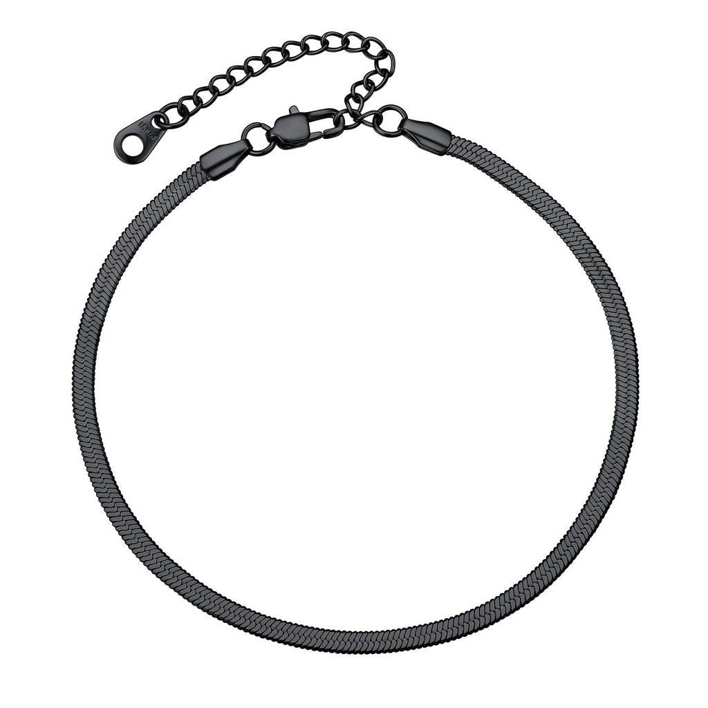 Stainless Steel Flat Snake Chain Anklet Bracelet for